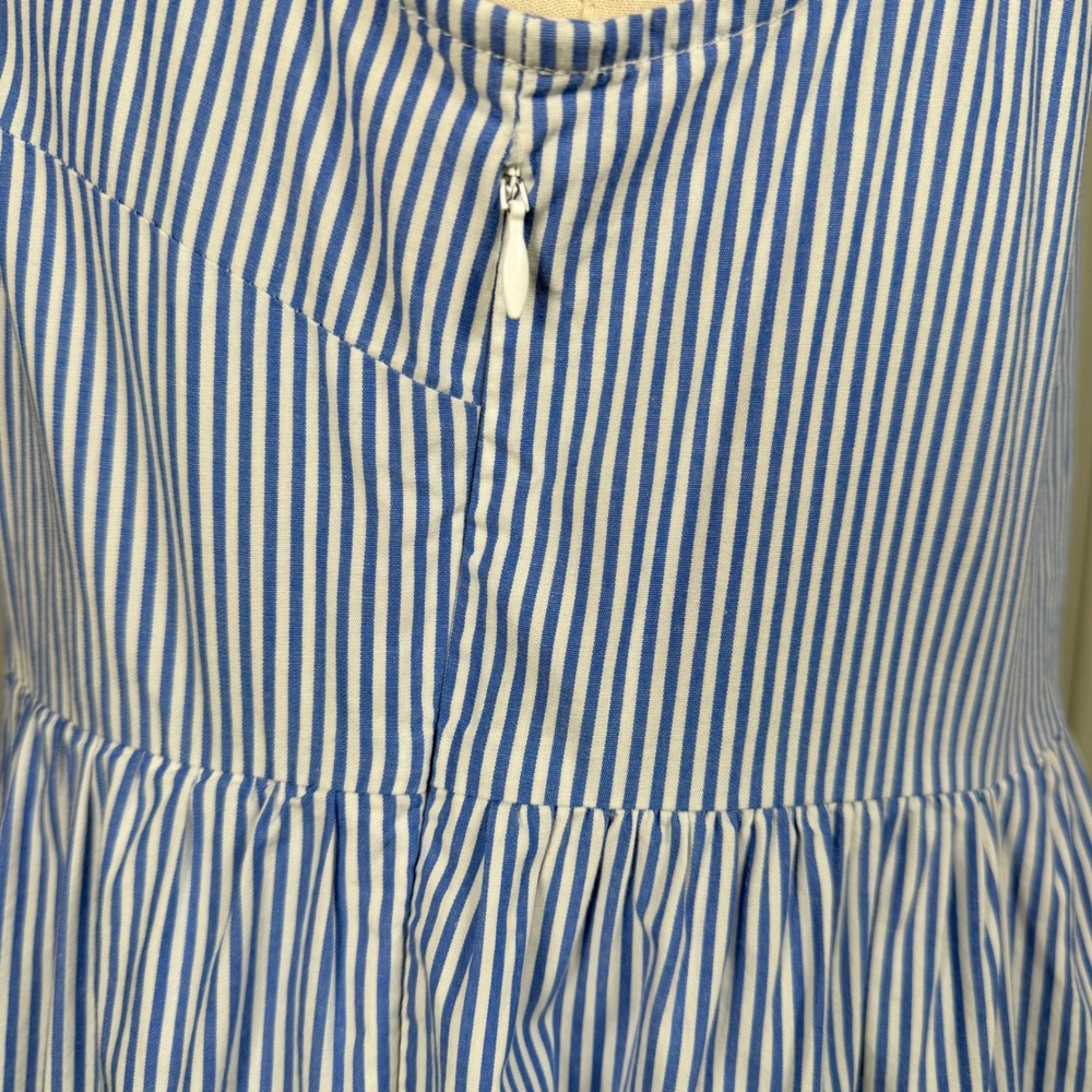 J.Crew Factory Re-Imagined Striped Tiered Midi Dress Pockets Blue White 6P - Picture 9 of 16